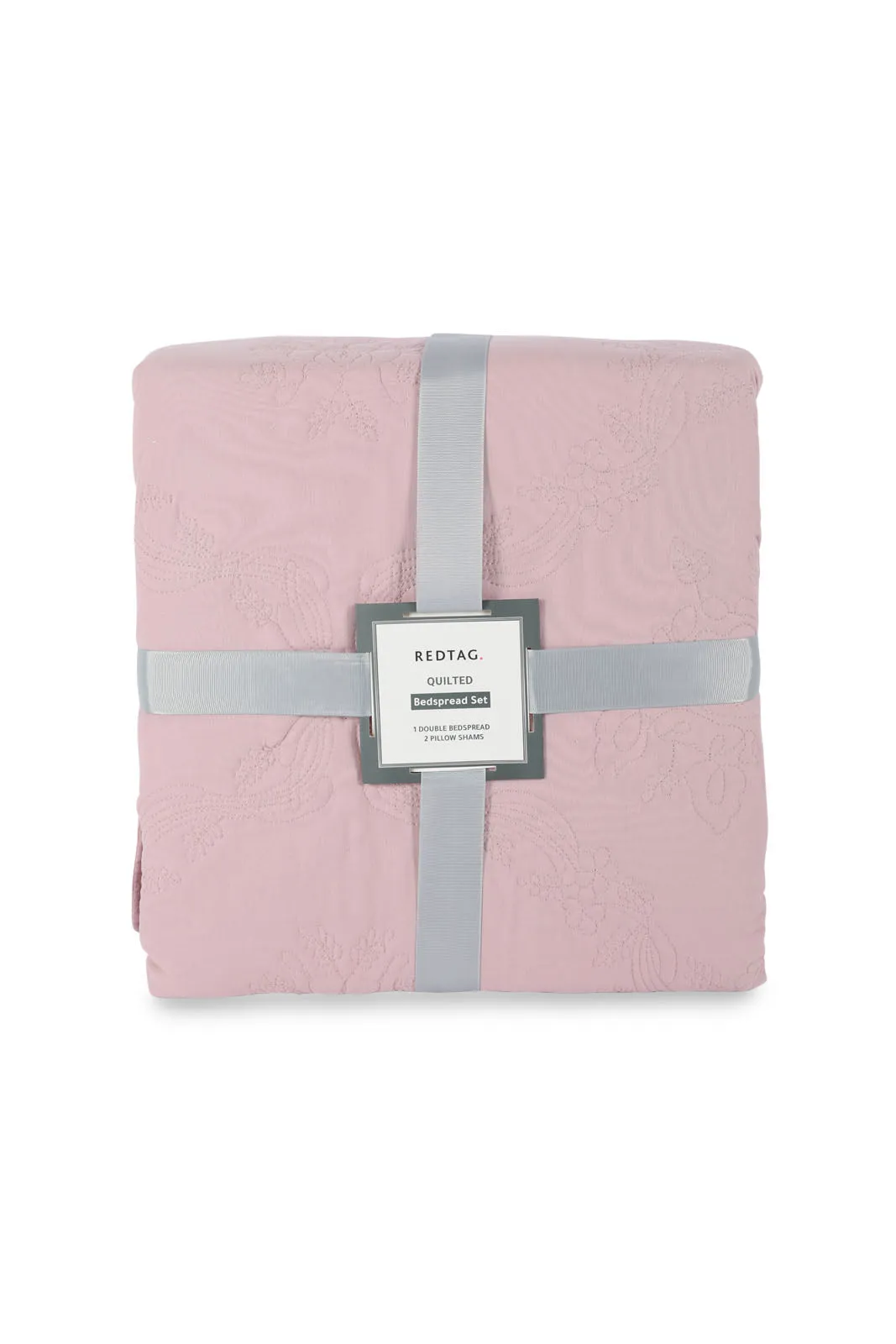 Pink Floral Embroidered Bedspread 3 Pieces (Double Size)