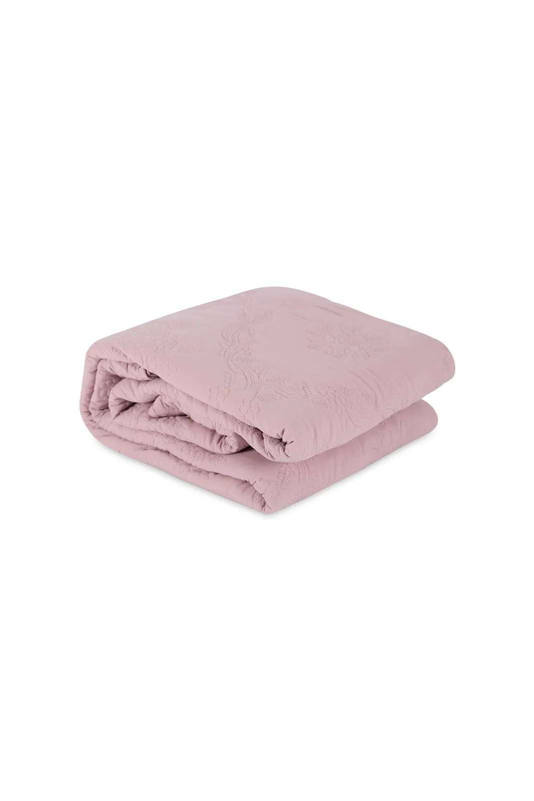 Pink Floral Embroidered Bedspread 3 Pieces (Double Size)