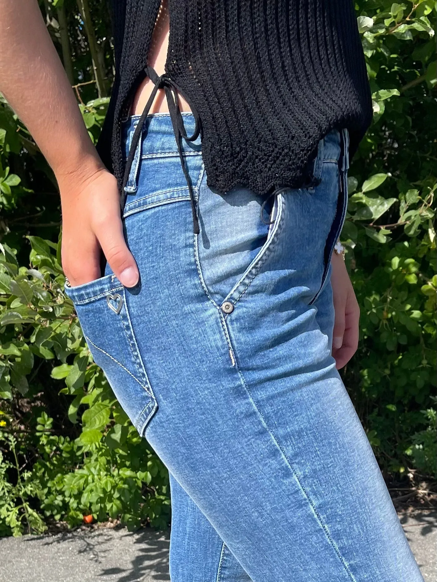 PLEASE CHINO FLARE LONDON BLU DENIM
