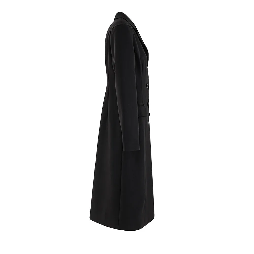 Pre Order:  Solid Single Breasted Waist Closure Slim Long Suit Jacket