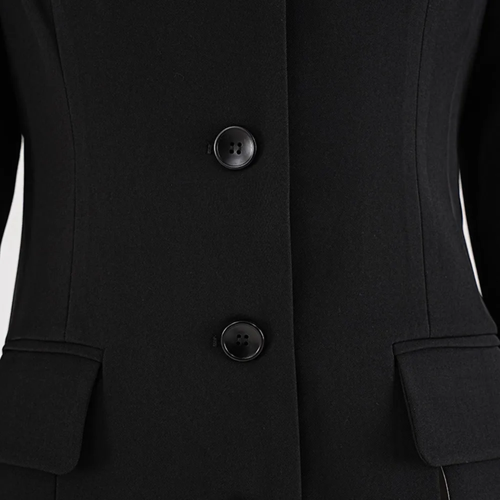 Pre Order:  Solid Single Breasted Waist Closure Slim Long Suit Jacket