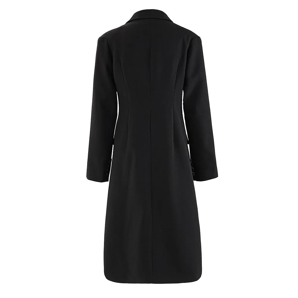 Pre Order:  Solid Single Breasted Waist Closure Slim Long Suit Jacket