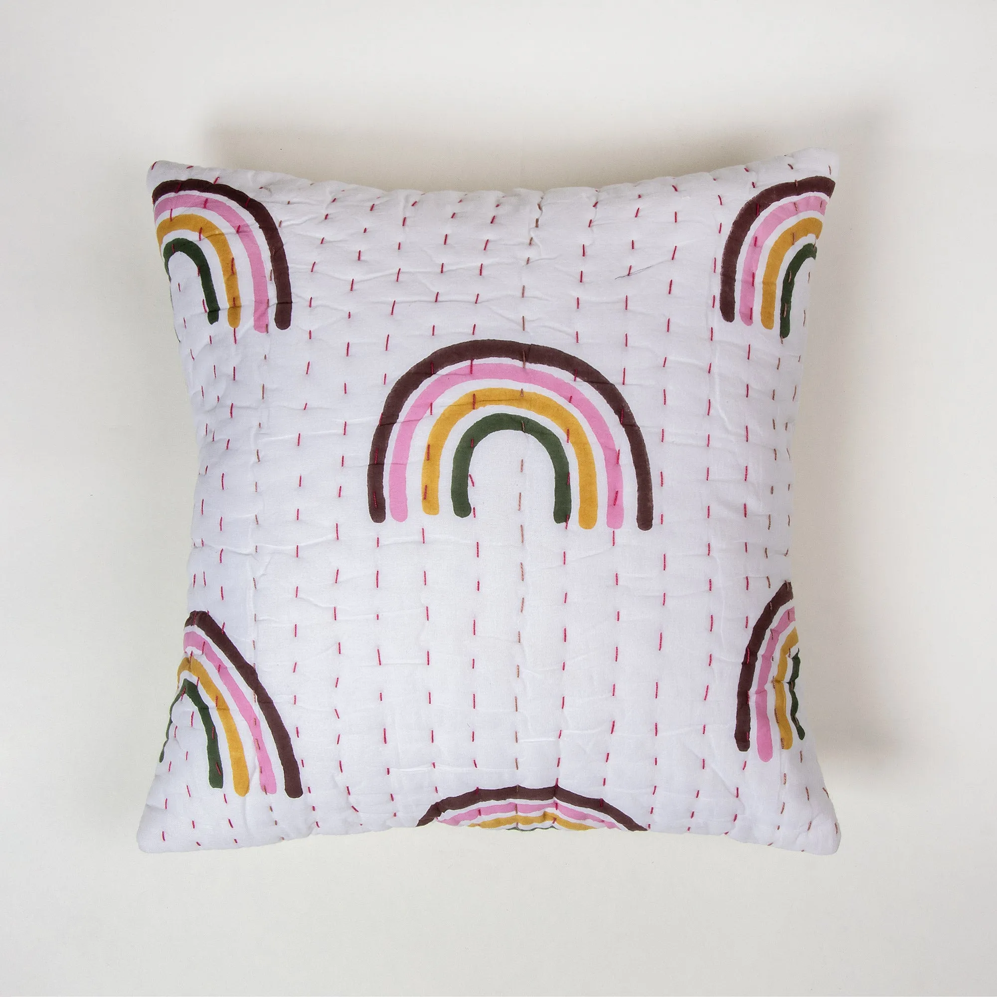 Premium Hand Block Rainbow Printed Kantha Sofa Cushions