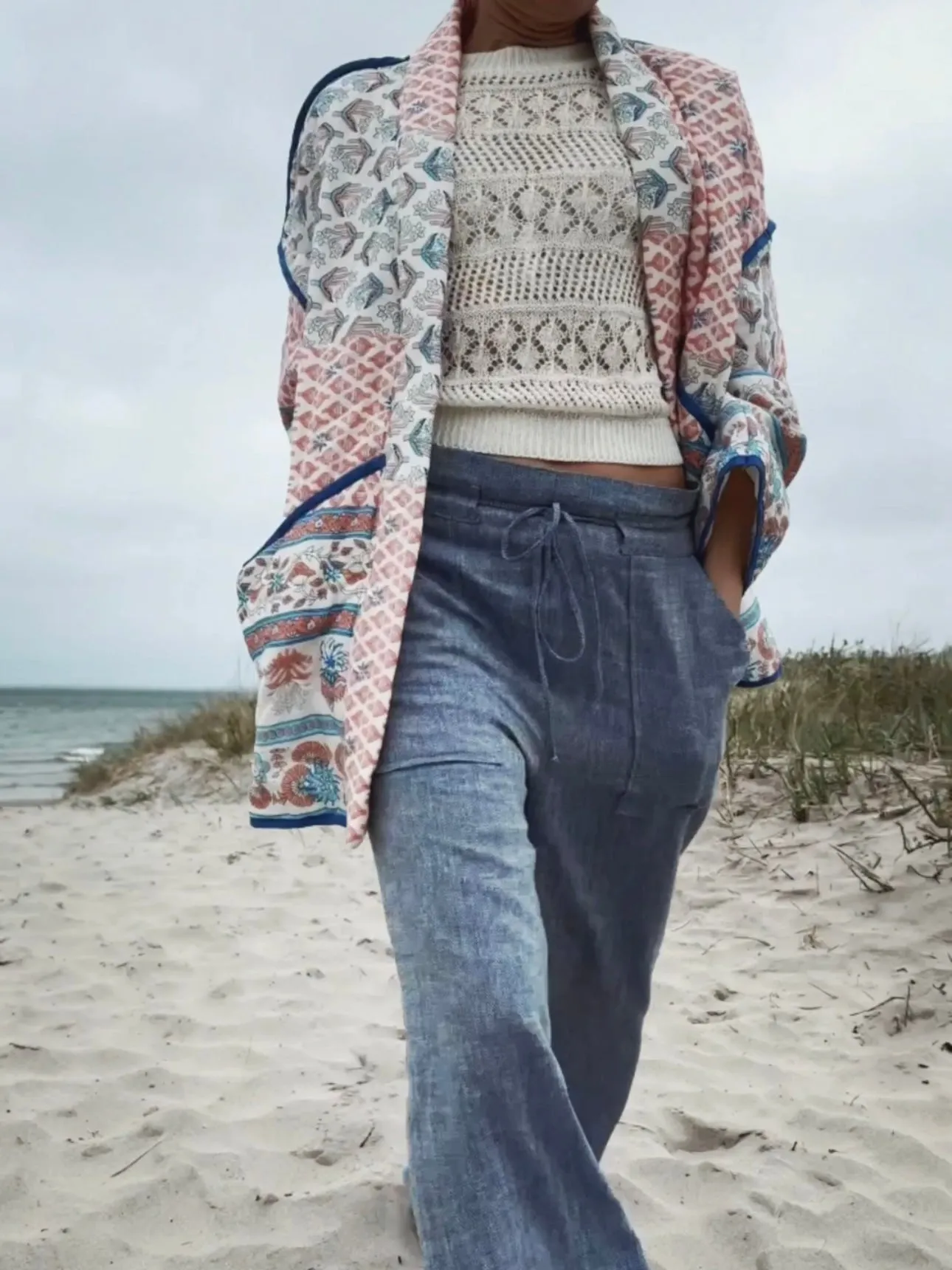 QUILTED JACKET - BLUE/MULTI