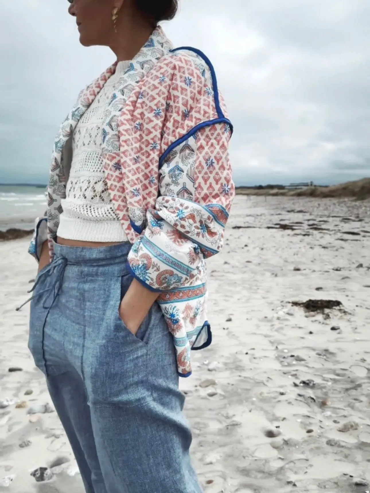 QUILTED JACKET - BLUE/MULTI