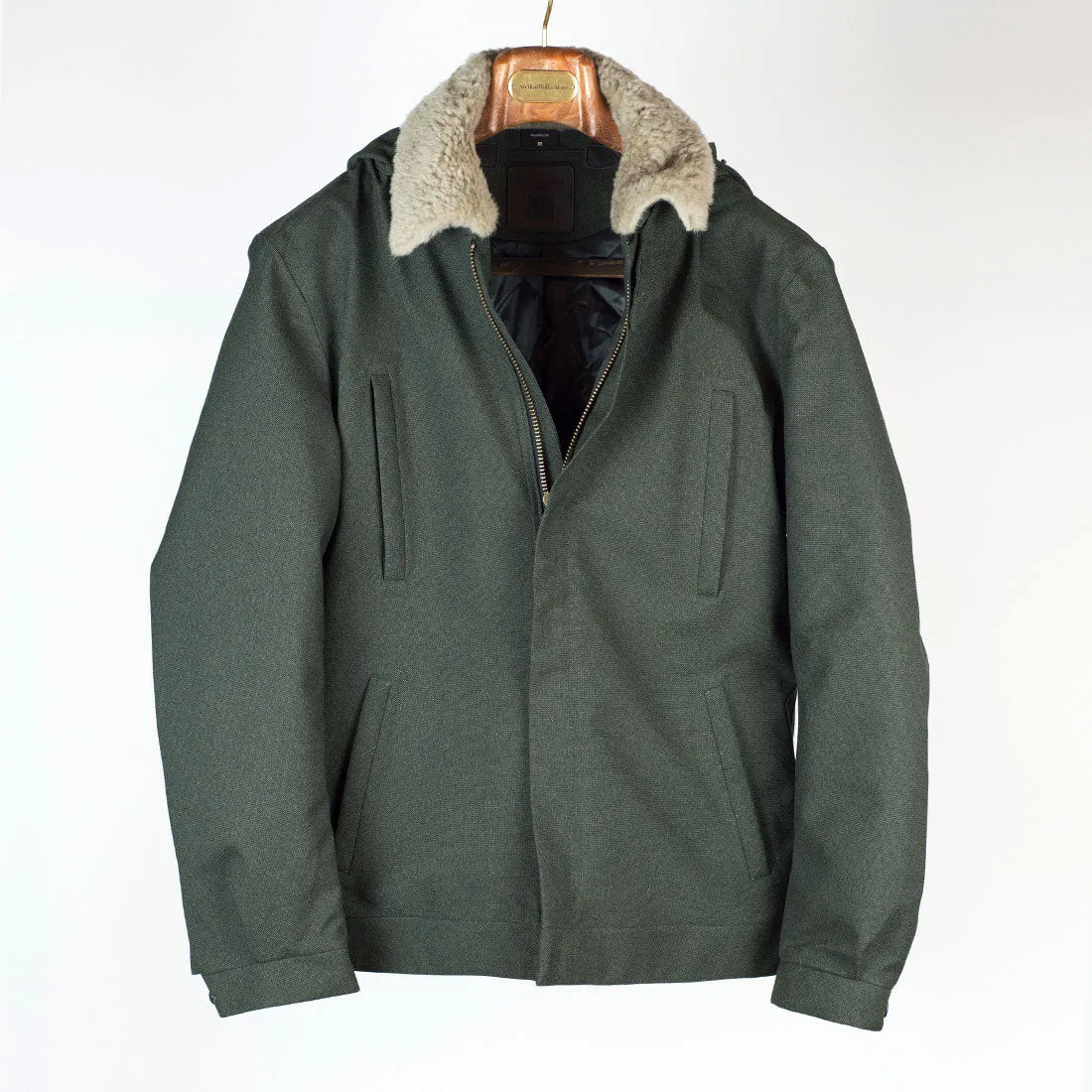 "Bumfreezer" jacket in Army Green hopsack fabric