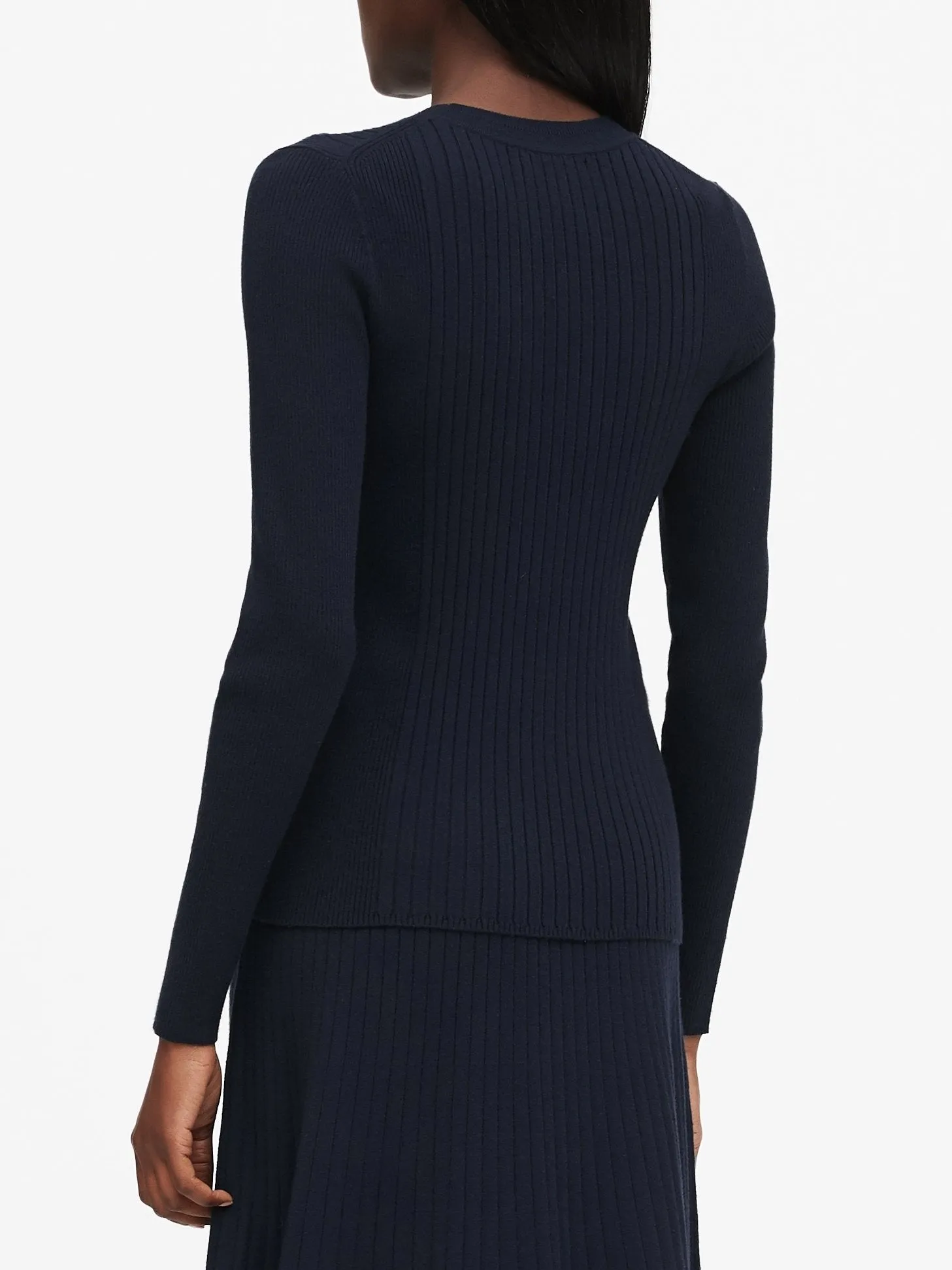 Ribbed Sweater Top in Navy