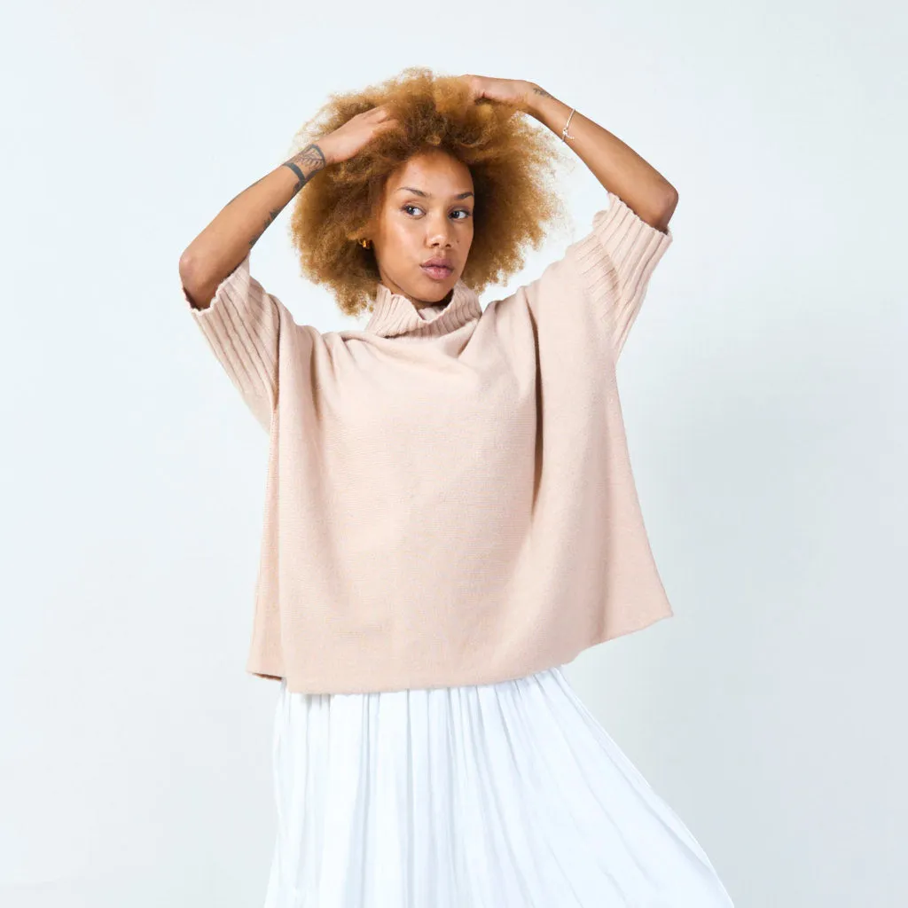 Ribbed turtleneck poncho wholesale