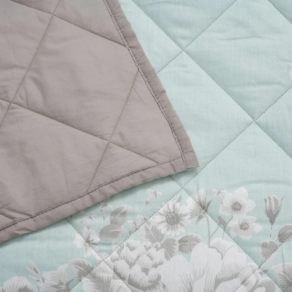 Royal Botanic 115 GSM Bloom Flora Aqua Quilt/Quilted Bed Cover
