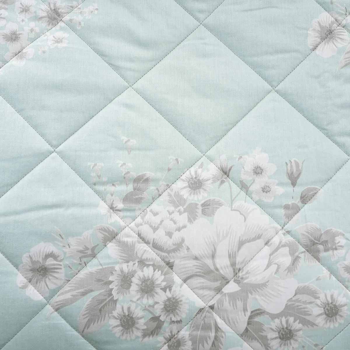 Royal Botanic 115 GSM Bloom Flora Aqua Quilt/Quilted Bed Cover