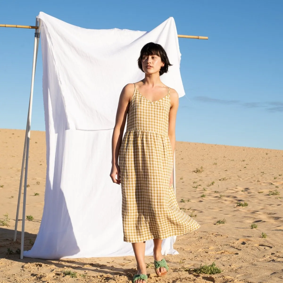 SARAH-2 light weight slip linen dress