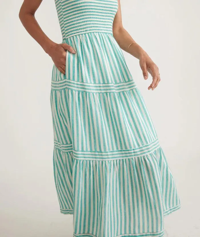 Selene Maxi Dress - Deep Aqua Stripe