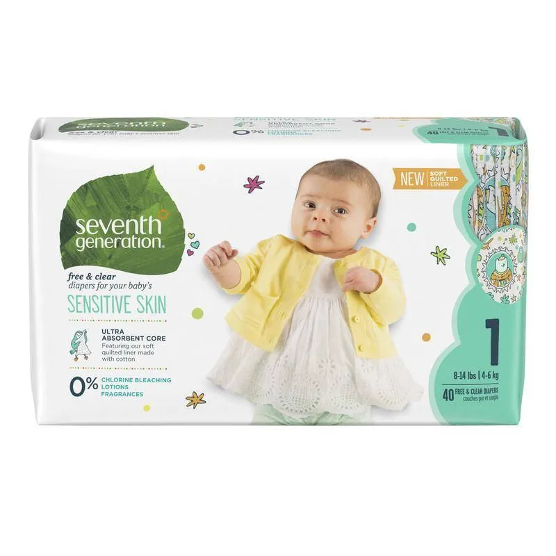 Seventh Generation Baby Diapers - Stage 1 ( 8-14 lbs) 4/40 ct