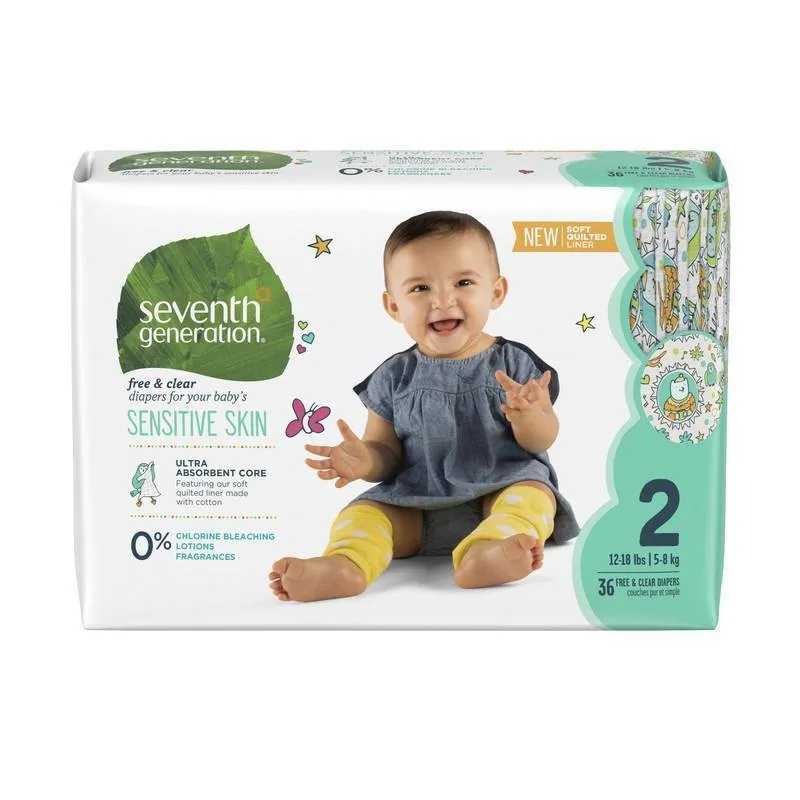 Seventh Generation Baby Diapers - Stage 2 ( 12- 18 lbs) 4/36 ct