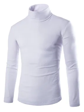 Simple Turtleneck Bottoming Men Long Sleeved T-Shirt 3432