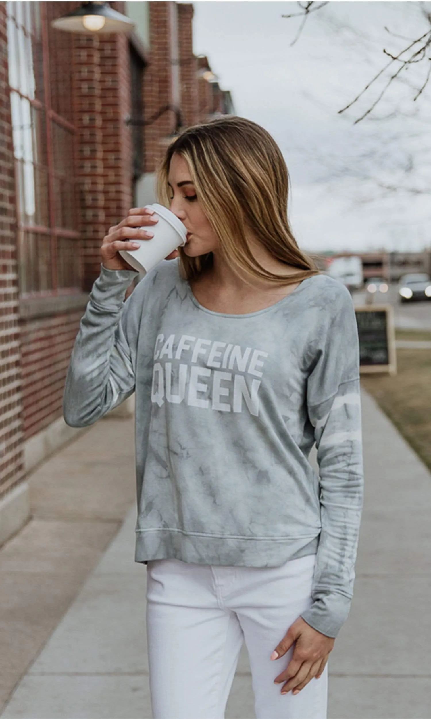 Sundown by River   Sky Caffeine Queen Sweatshirt
