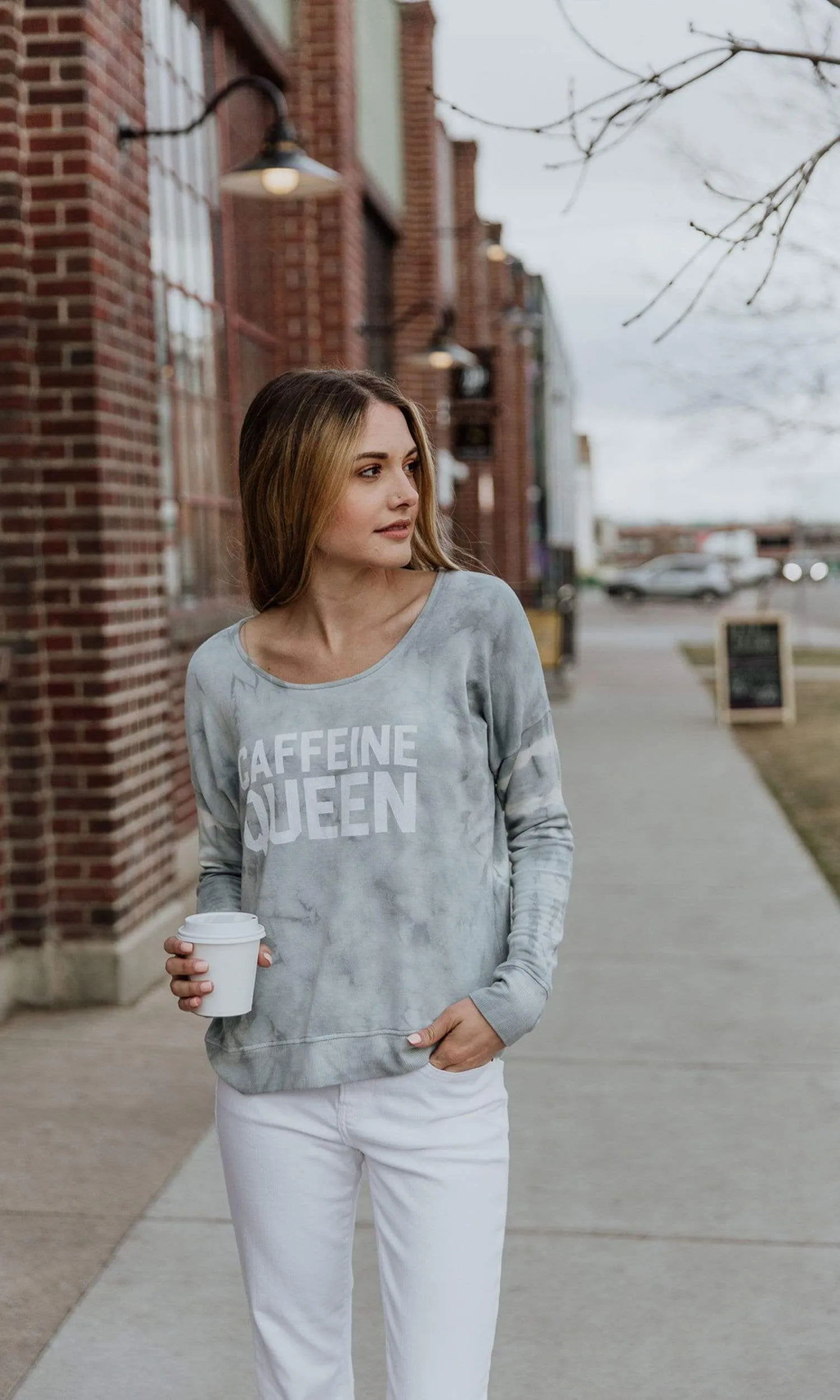 Sundown by River   Sky Caffeine Queen Sweatshirt