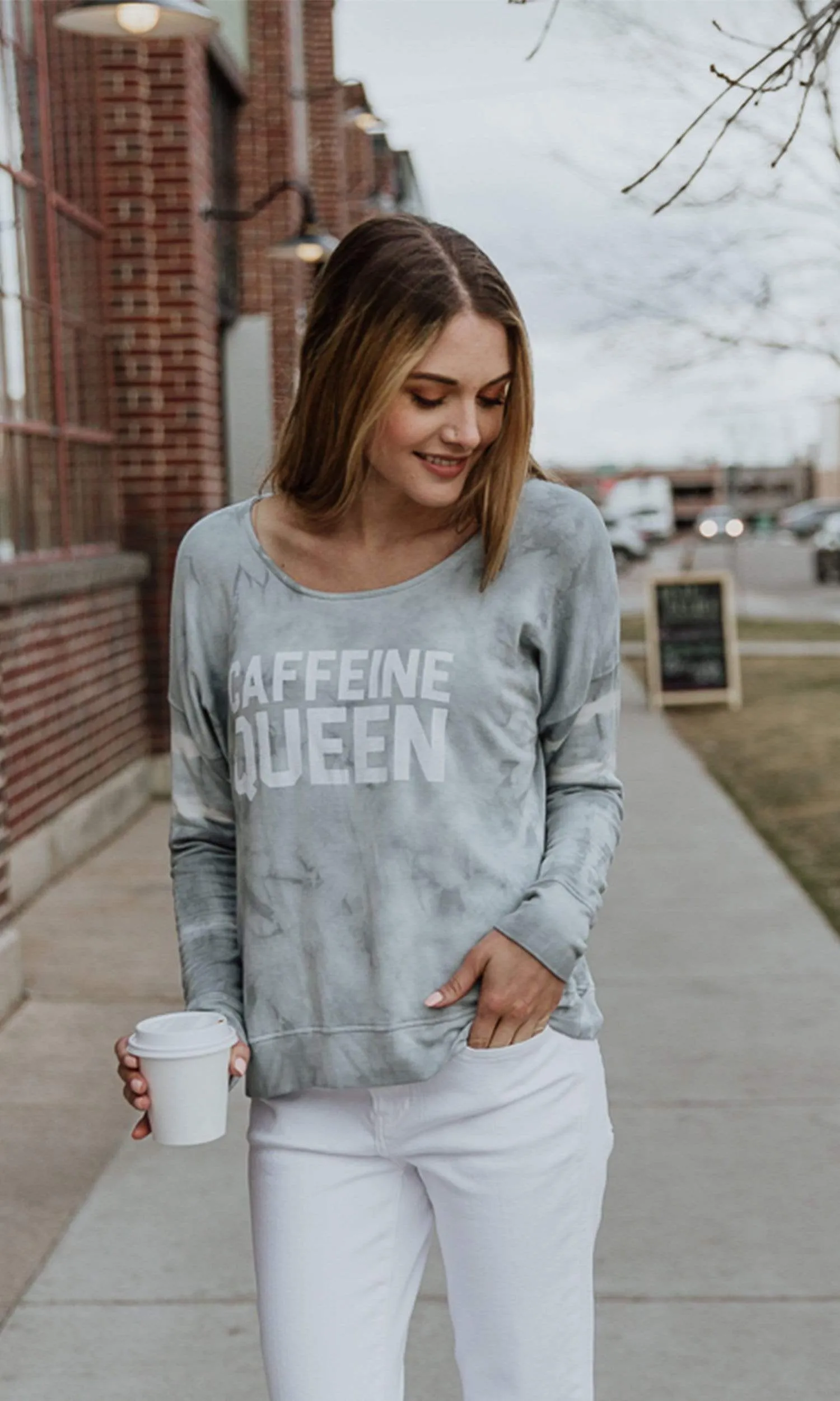Sundown by River   Sky Caffeine Queen Sweatshirt
