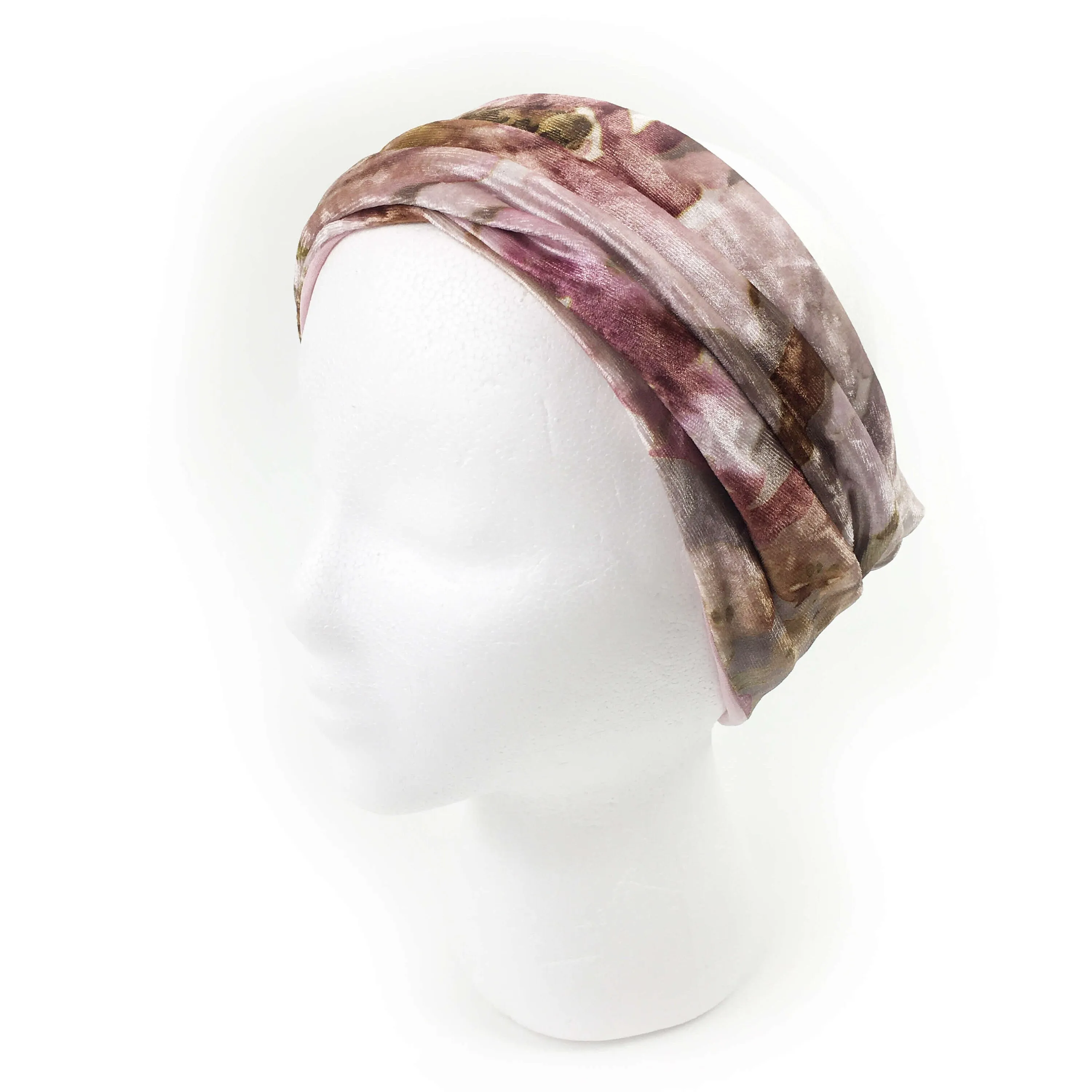 Taupe/Pink Mauves, Womans Cowl Scarf, Neck Warmer, Face Cover, Headband, HatBand, Designer Gaiter, Washable, Ladies Scarf, Velour,Face Mask