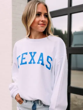 Texas White Corded Sweatshirt