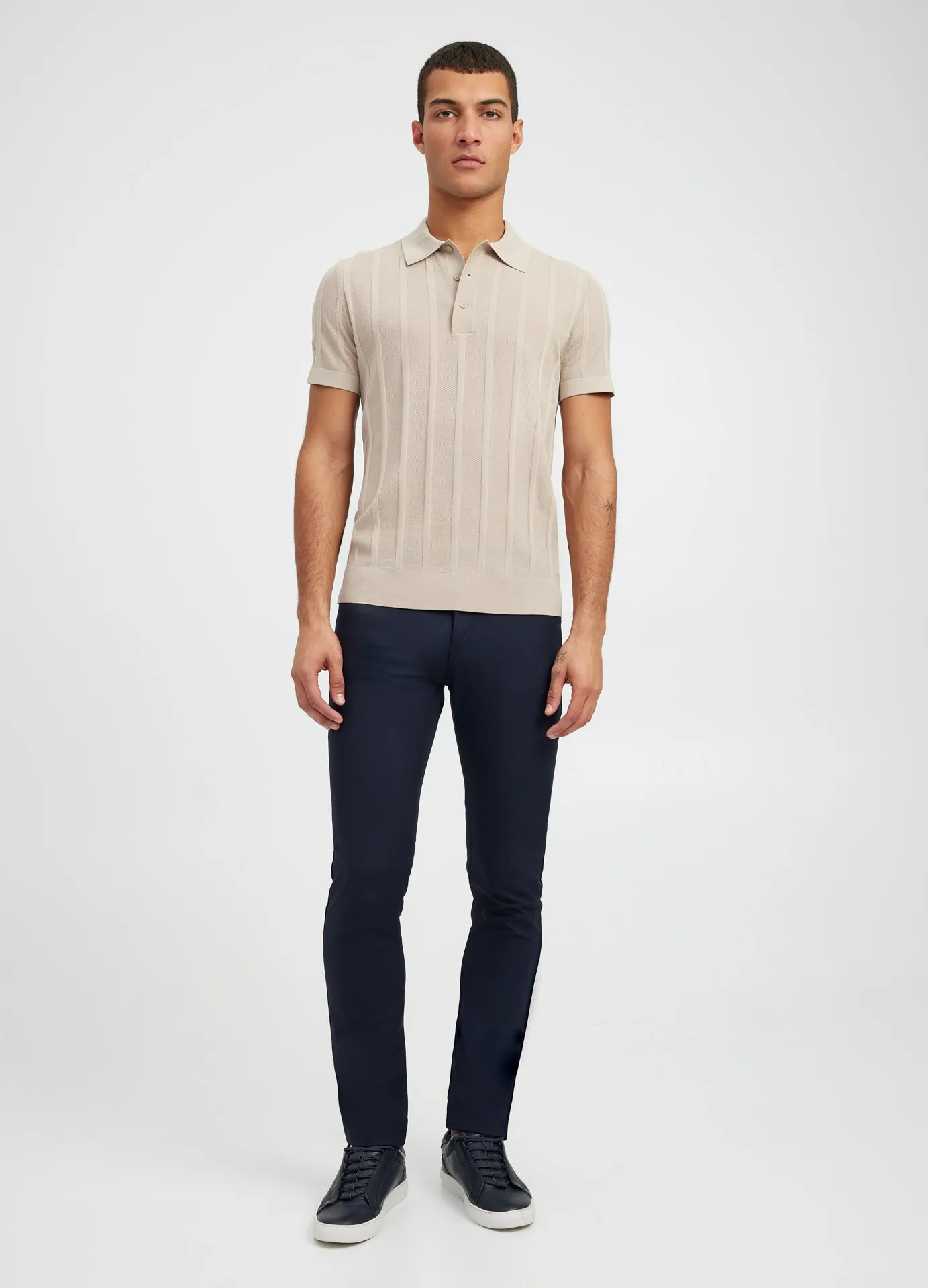Textured Tech Knit Polo Sand