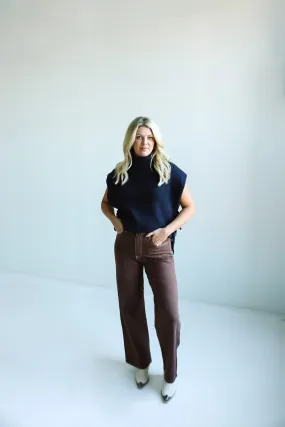 The Knit Side-Tie Sleeveless Turtleneck