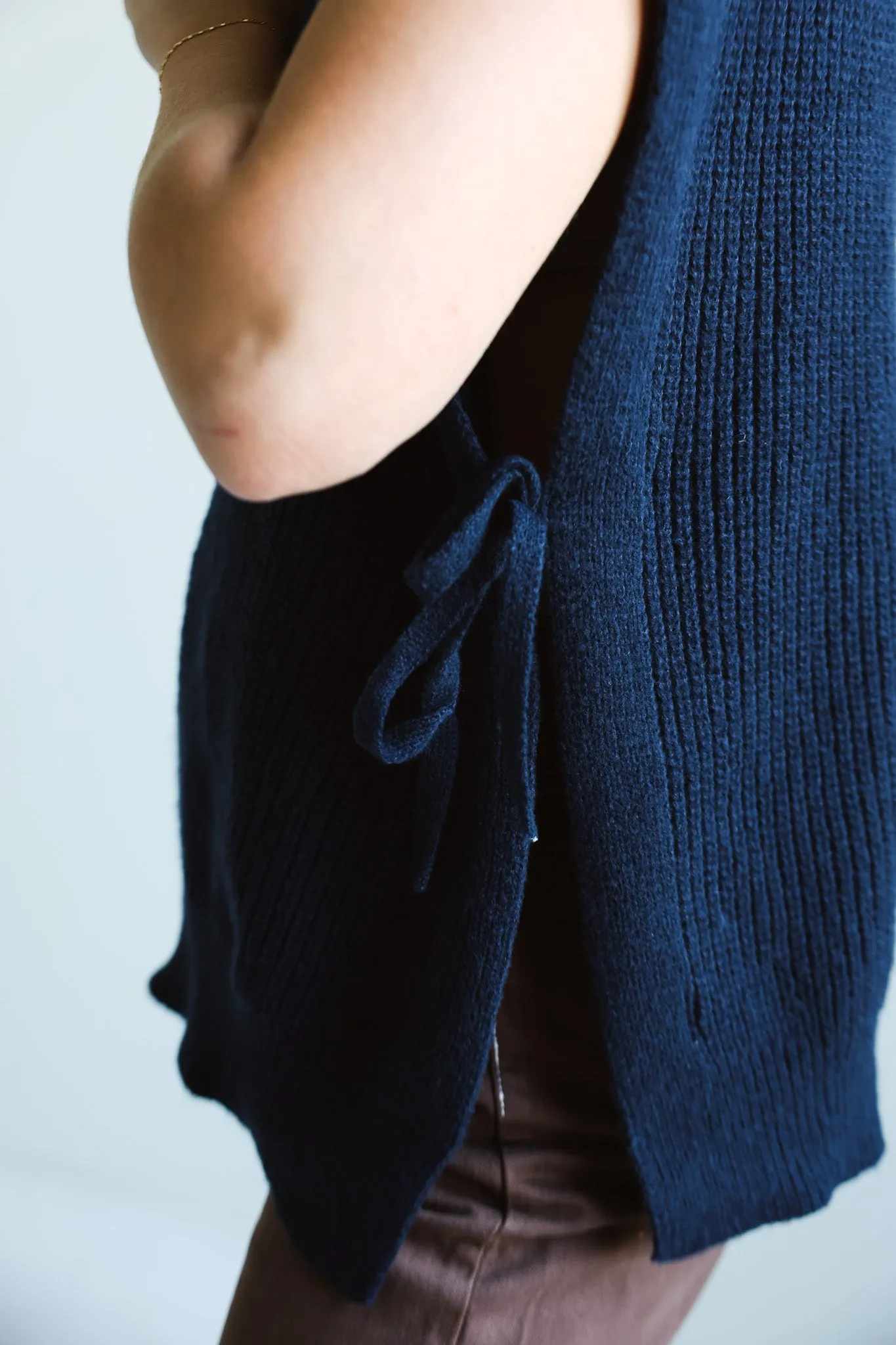 The Knit Side-Tie Sleeveless Turtleneck