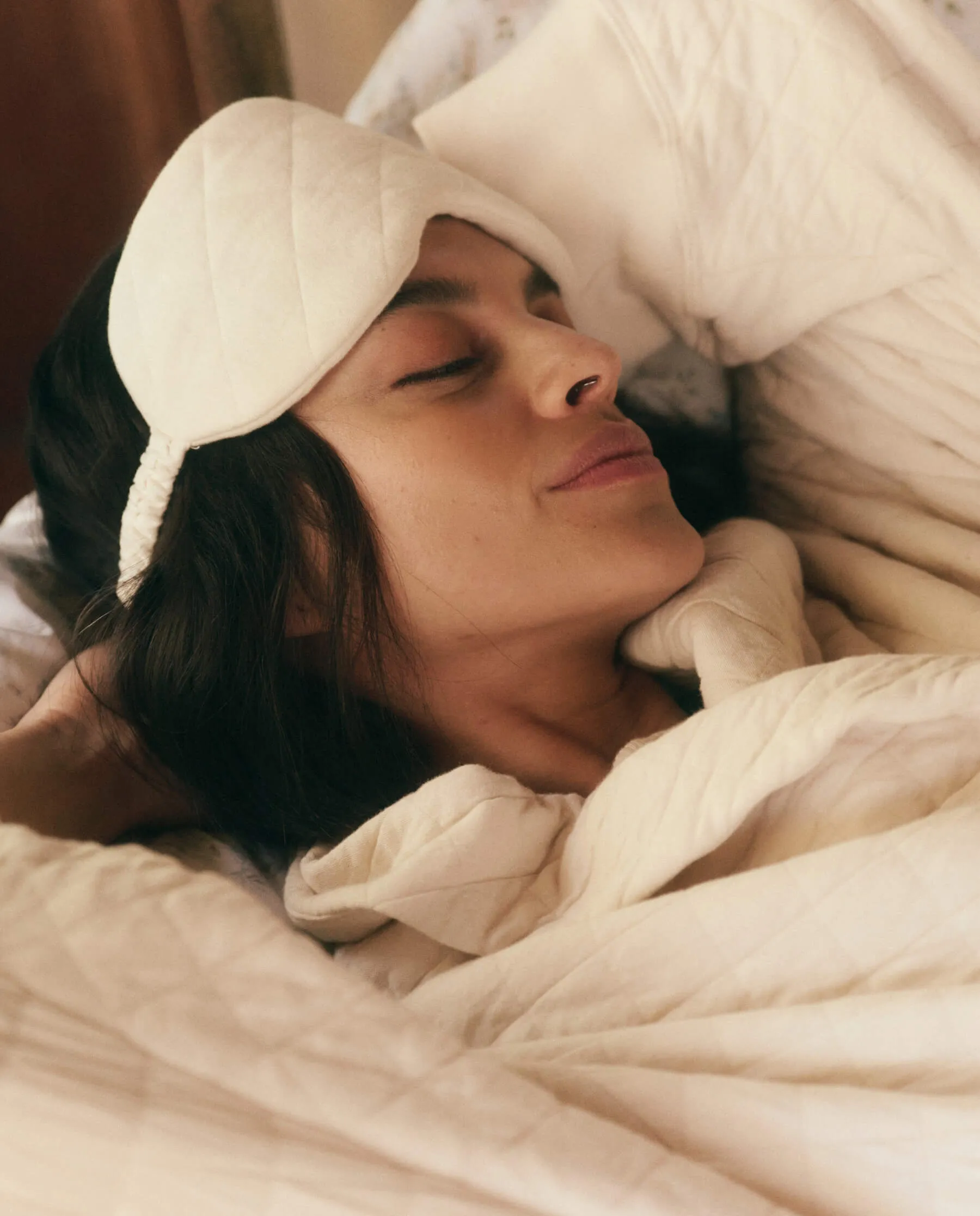 The Quilted Sleep Mask. -- Washed White