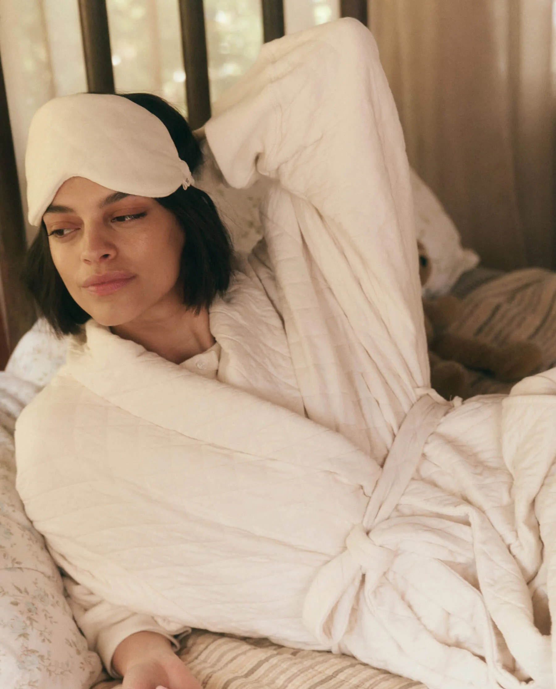 The Quilted Sleep Mask. -- Washed White