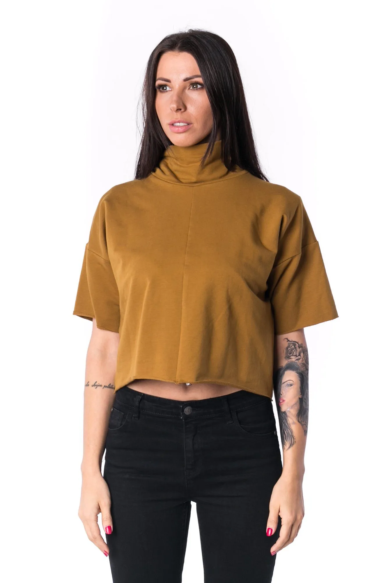 The Woman Panelled Crop Turtleneck 17 // umber