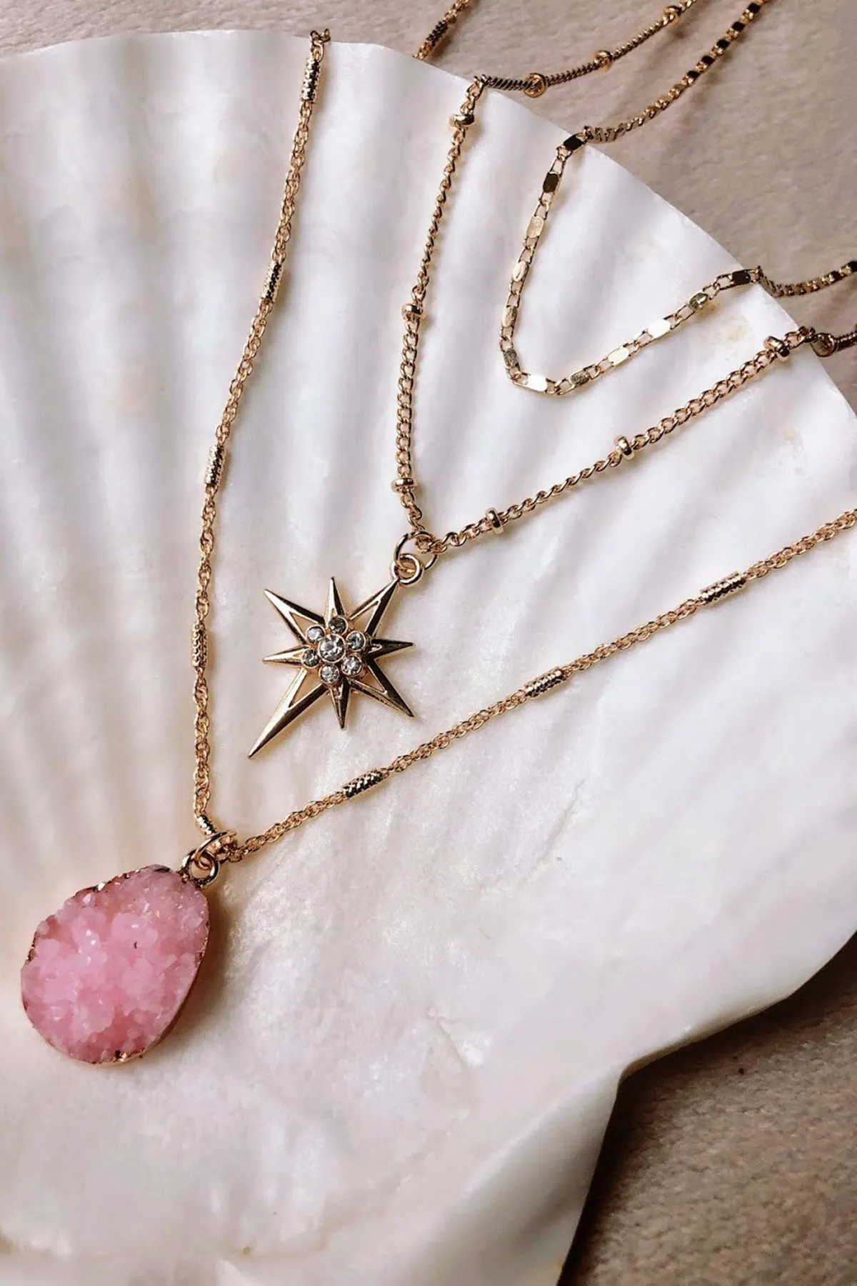 Three Layer Quartz Necklace