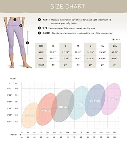 TSLA High Waist Yoga Pants with Pockets, Tummy Control Yoga Leggings, Non See-Through Workout Running Tights, Capris Pocket Peachy Dark Green