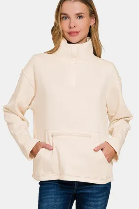 Turtleneck Half Snap Fleece Sweatshirt