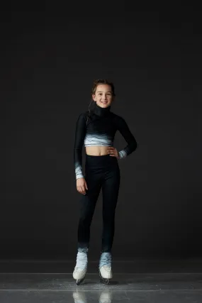 Turtleneck Marble Grey Crop Top