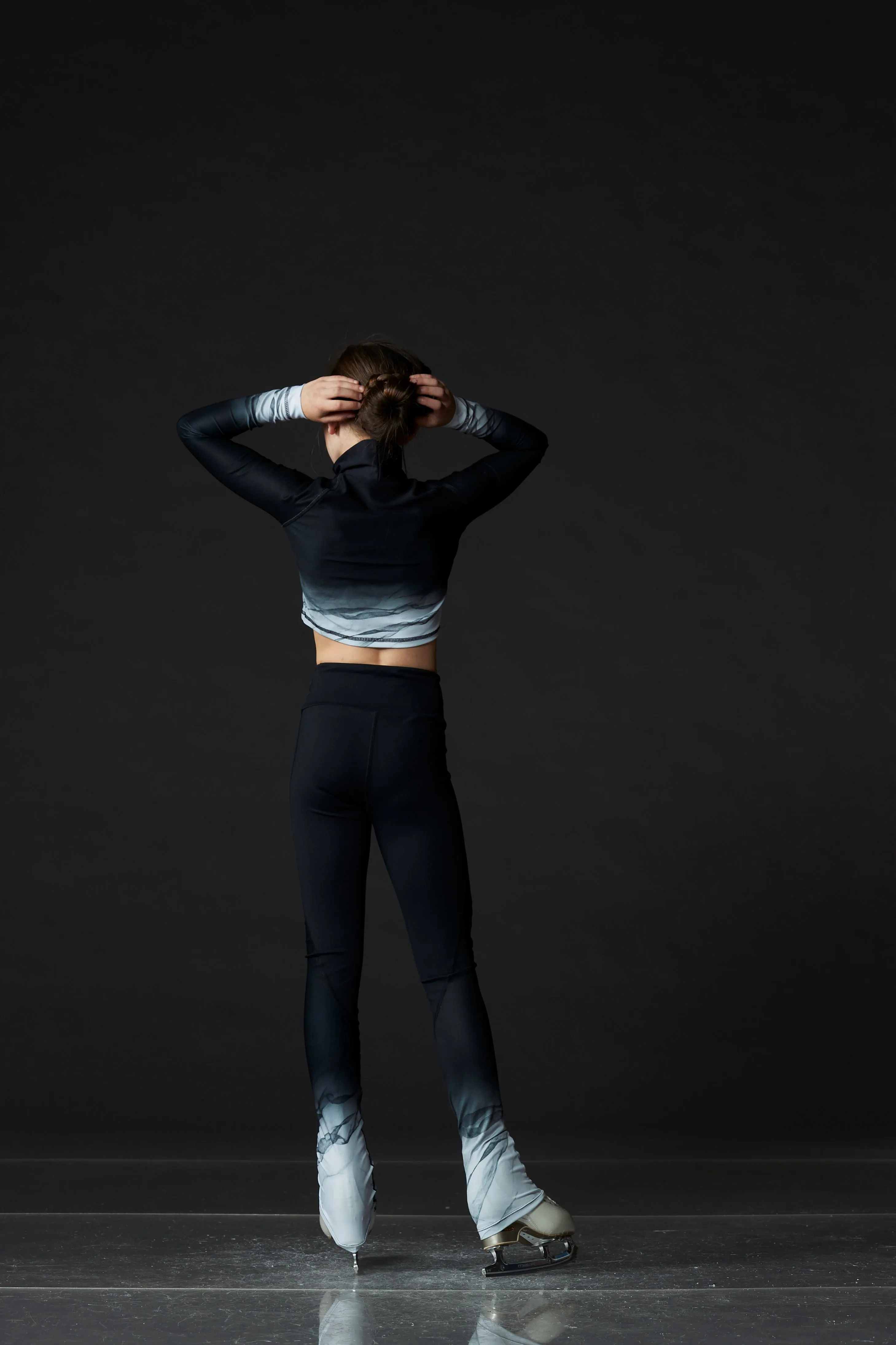 Turtleneck Marble Grey Crop Top