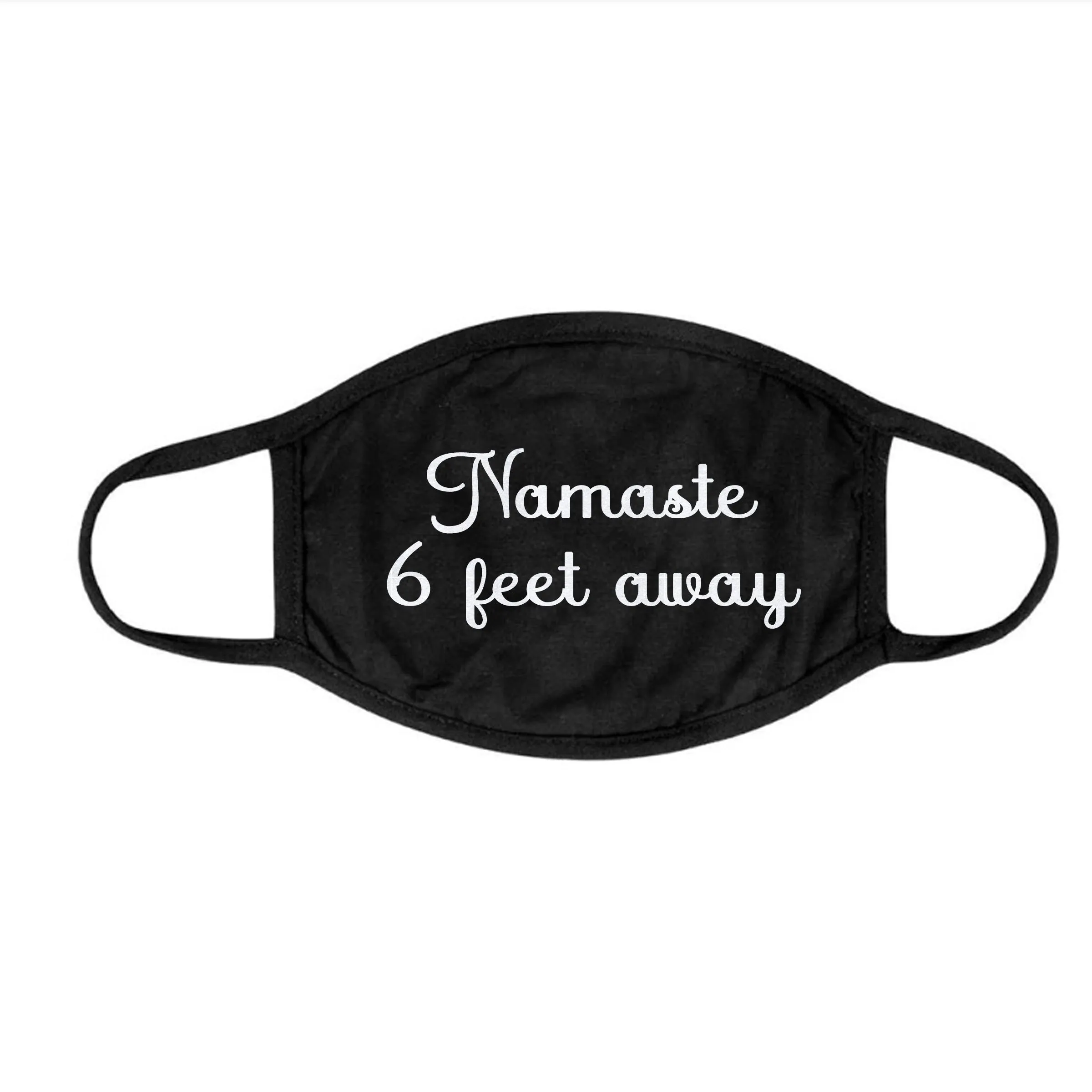Two Layer Cotton Glitter Namaste 6 Feet Away Face Mask