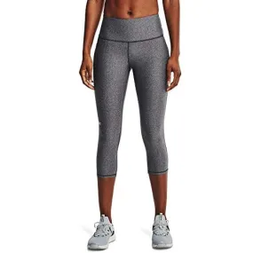 Under Armour Women's Standard HeatGear High No-Slip Waistband Pocketed Capri, Charcoal Light Heather