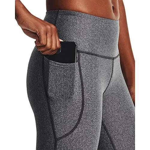 Under Armour Women's Standard HeatGear High No-Slip Waistband Pocketed Capri, Charcoal Light Heather