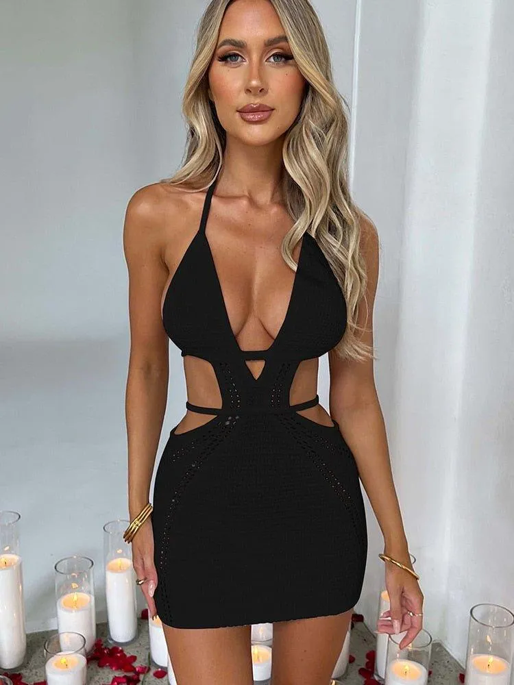 Veronica Halter Backless Mini Dress