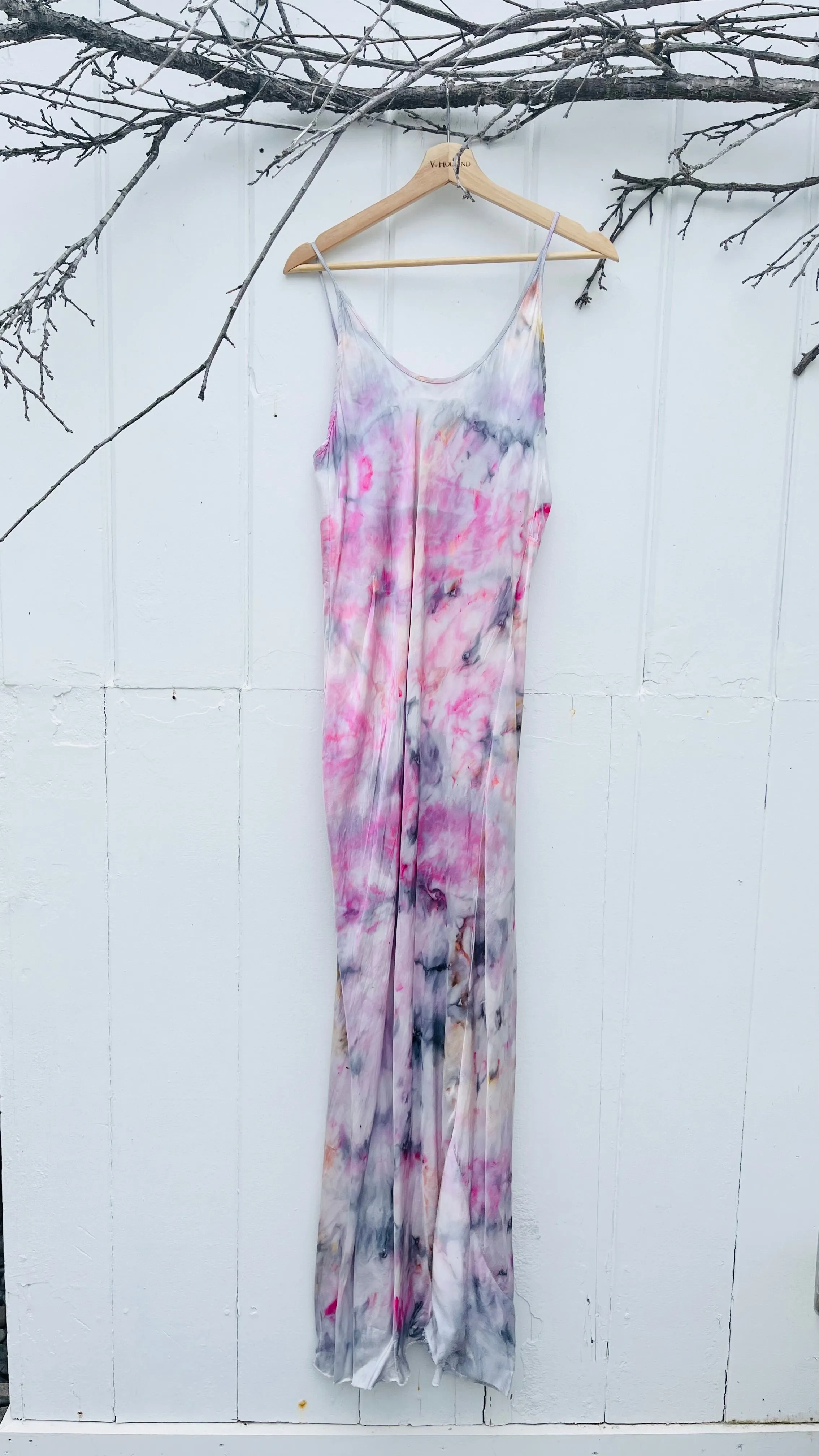 VH-1489 Ice Dyed Maxi Bias Slip Dress