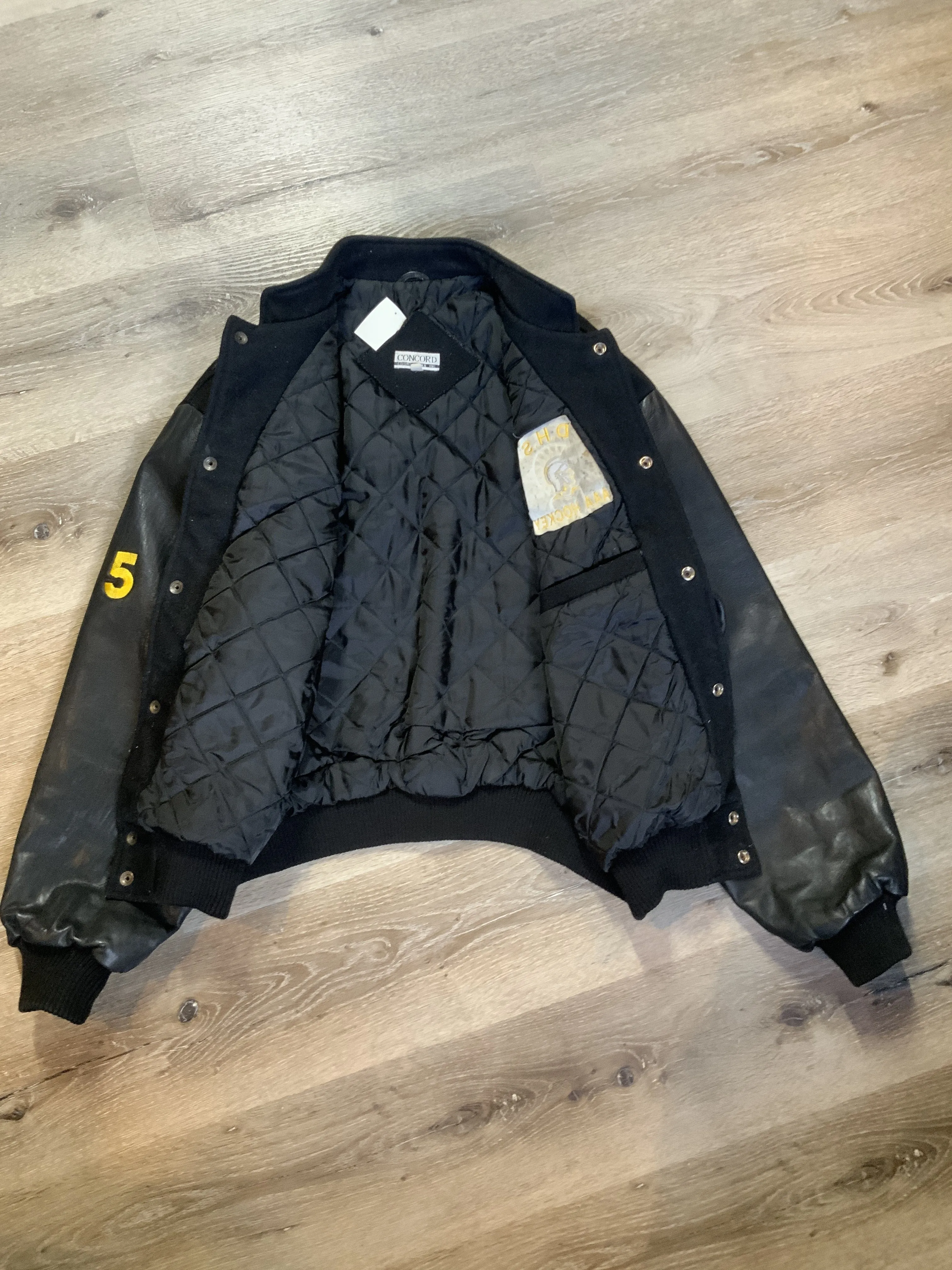 Vintage Dartmouth High School AAA Hockey Black Varsity Jacket, Made in Canada