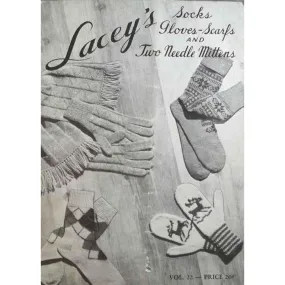 Vintage Knitting Pattern Book Laceys Socks/Mittens 1949 Reindeer Snowflakes