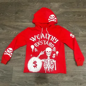Wealthy Skull Print Long Sleeve Hoodies