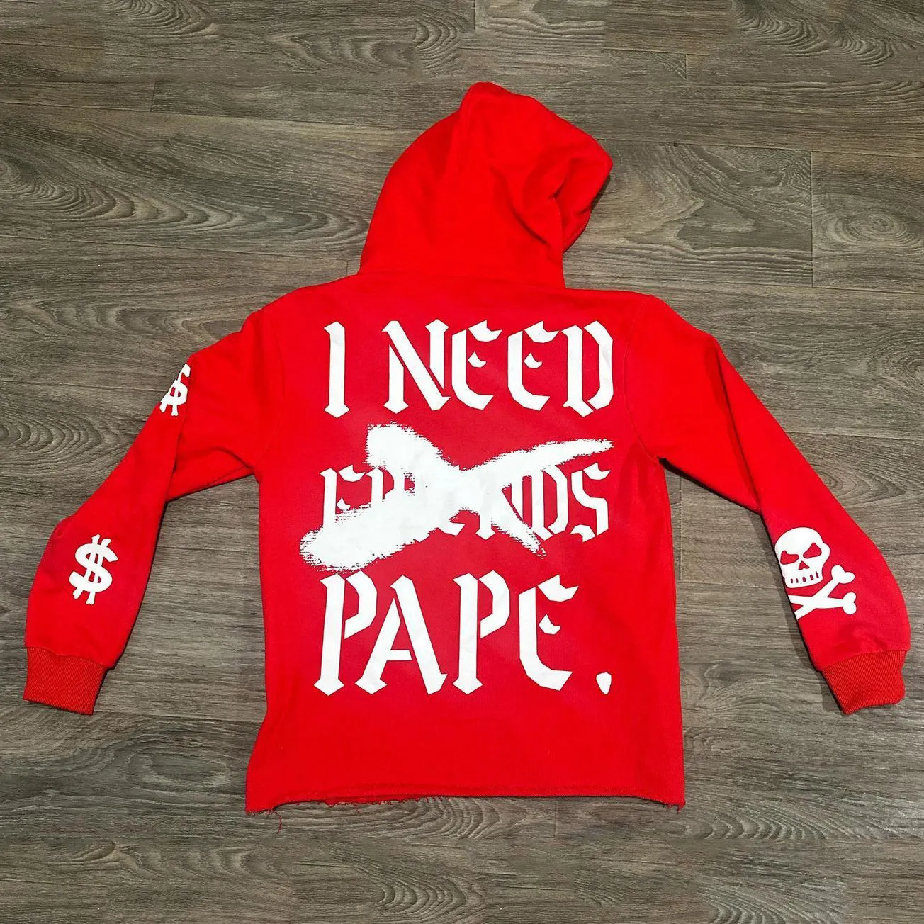 Wealthy Skull Print Long Sleeve Hoodies