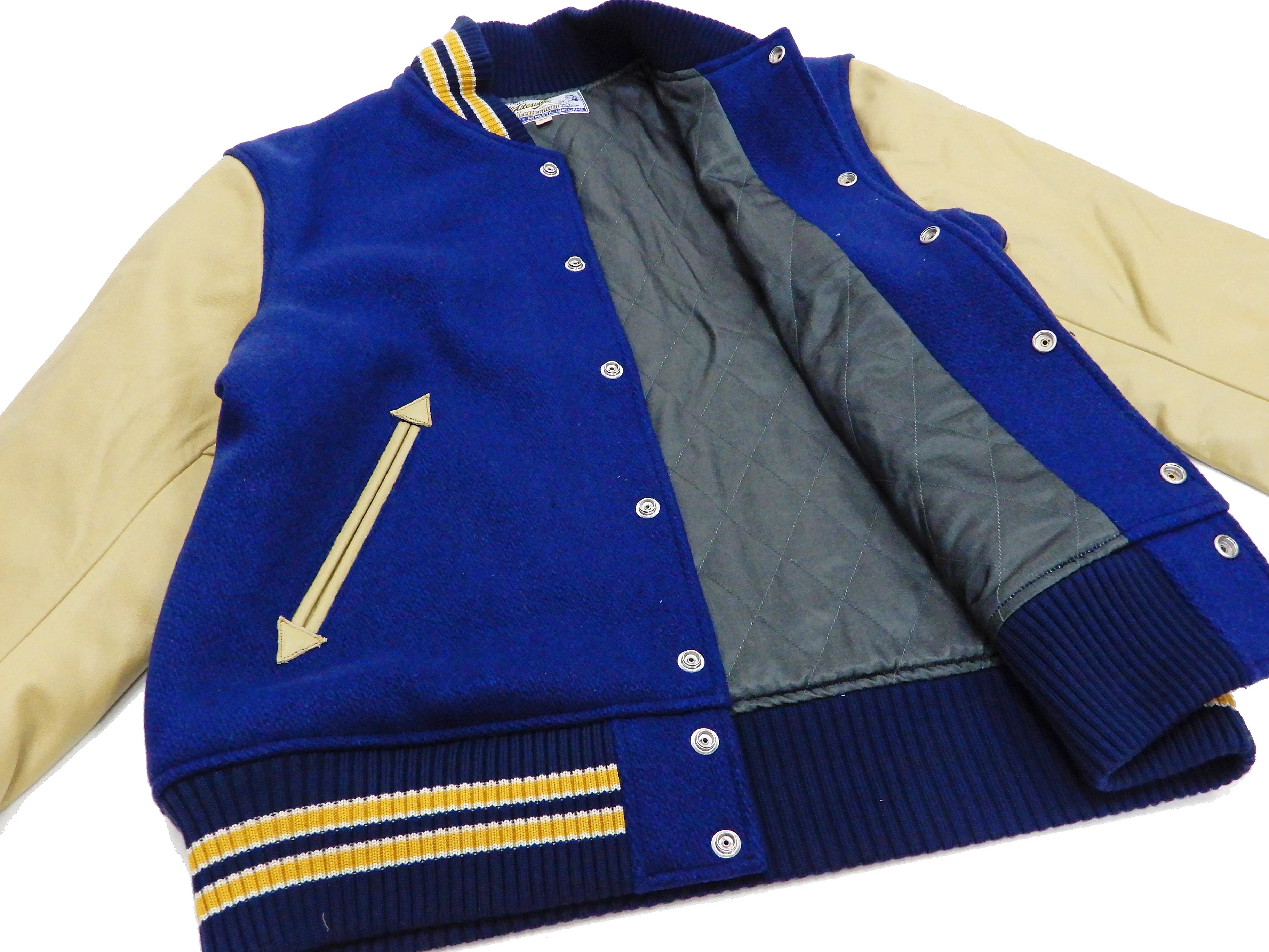 Whitesville Plain Varsity Jacket Men's Letterman Jacket Melton Leather Award Jacket WV14904 C/#126 Royal Blue x Cream