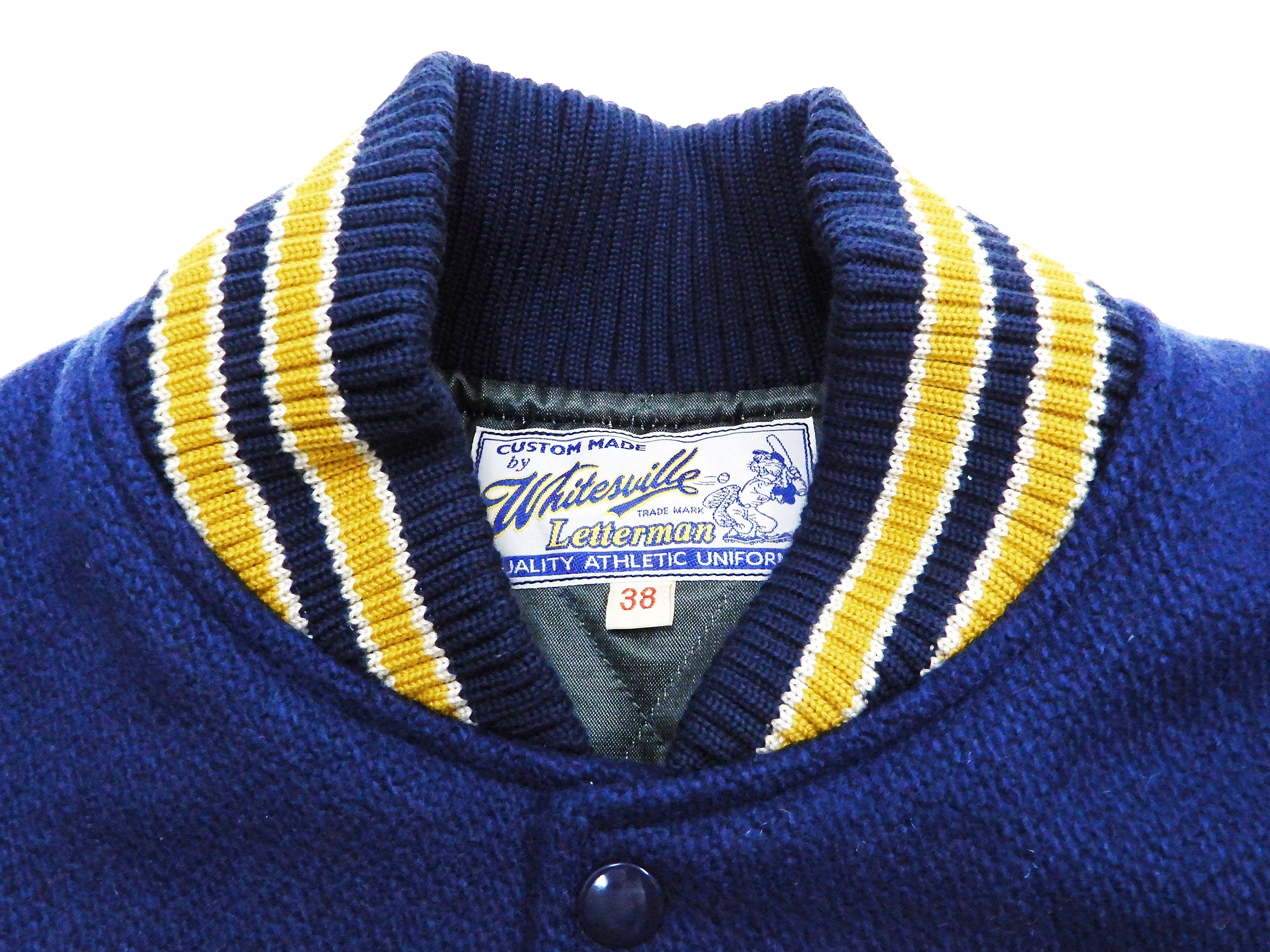 Whitesville Plain Varsity Jacket Men's Letterman Jacket Melton Leather Award Jacket WV14904 C/#126 Royal Blue x Cream