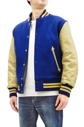 Whitesville Plain Varsity Jacket Men's Letterman Jacket Melton Leather Award Jacket WV14904 C/#126 Royal Blue x Cream