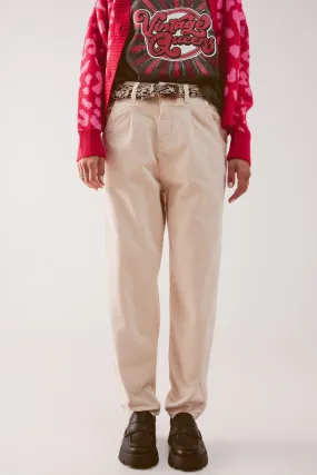 Wide Cream Corduroy Pants With Peg