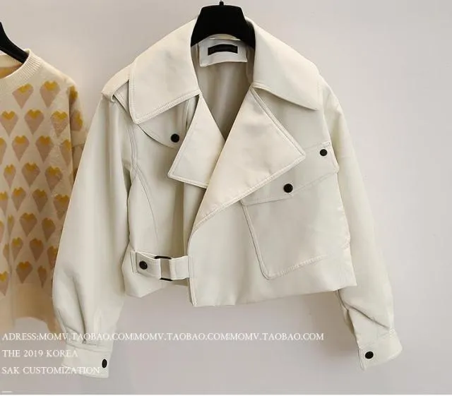 Women Leather Jacket | Motorcycle Jacket | Turn Down Collar Jacket | Women Streetwear Jacket | Pu Leather Jacket | Faux Leather Biker Jacket