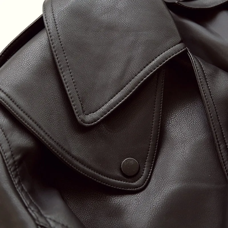 Women Leather Jacket | Motorcycle Jacket | Turn Down Collar Jacket | Women Streetwear Jacket | Pu Leather Jacket | Faux Leather Biker Jacket